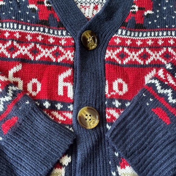 Festive Knit Ho Ho Ho Santa Button-Up Cardigan Sweater Size X Large - Picture 3 of 8